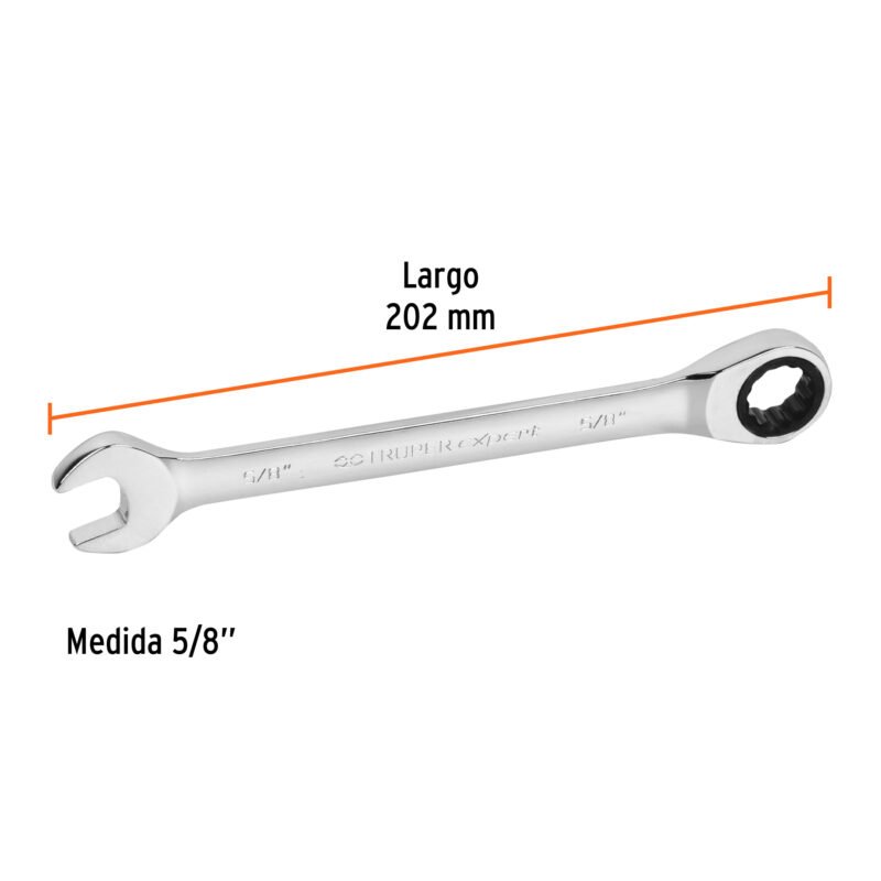Código: 15740 Llave combinada con matraca 5/8' x 202 mm largo, Expert LL-2020X
