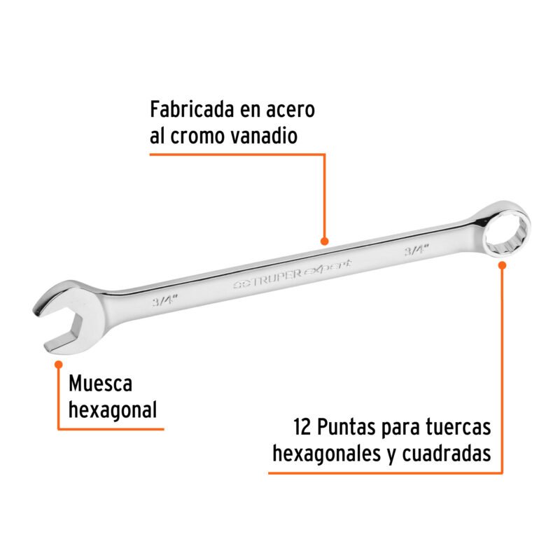 Código: 15598 Llave combinada extralarga 3/4' x 278 mm de largo, Expert LL-2024