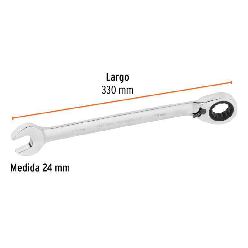 Código: 13768 Llave combinada matraca reversible 24mmx330 mm largo, Expert LL-2024MXR