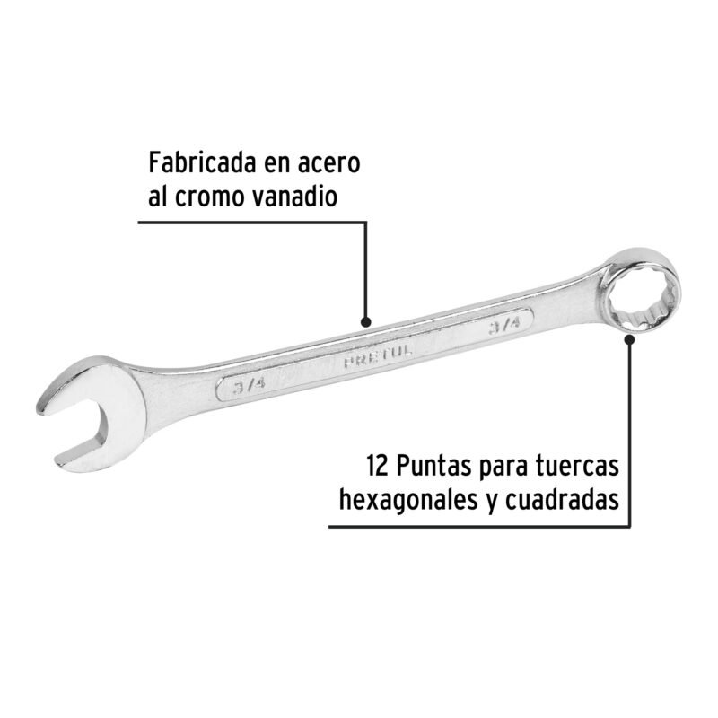 Código: 21888 Llave combinada 3/4' x 230 mm de largo, Pretul LL-2024P