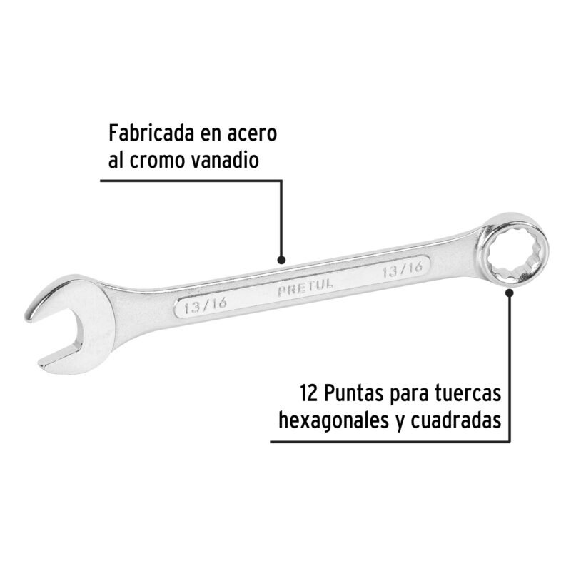 Código: 21889 Llave combinada 13/16' x 250 mm de largo, Pretul LL-2026P