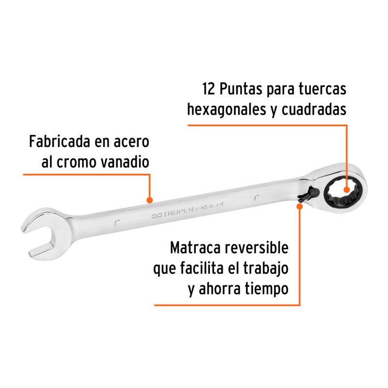 Código: 13654 Llave combinada matraca reversible 1' x 332 mm largo, Expert LL-2032XR