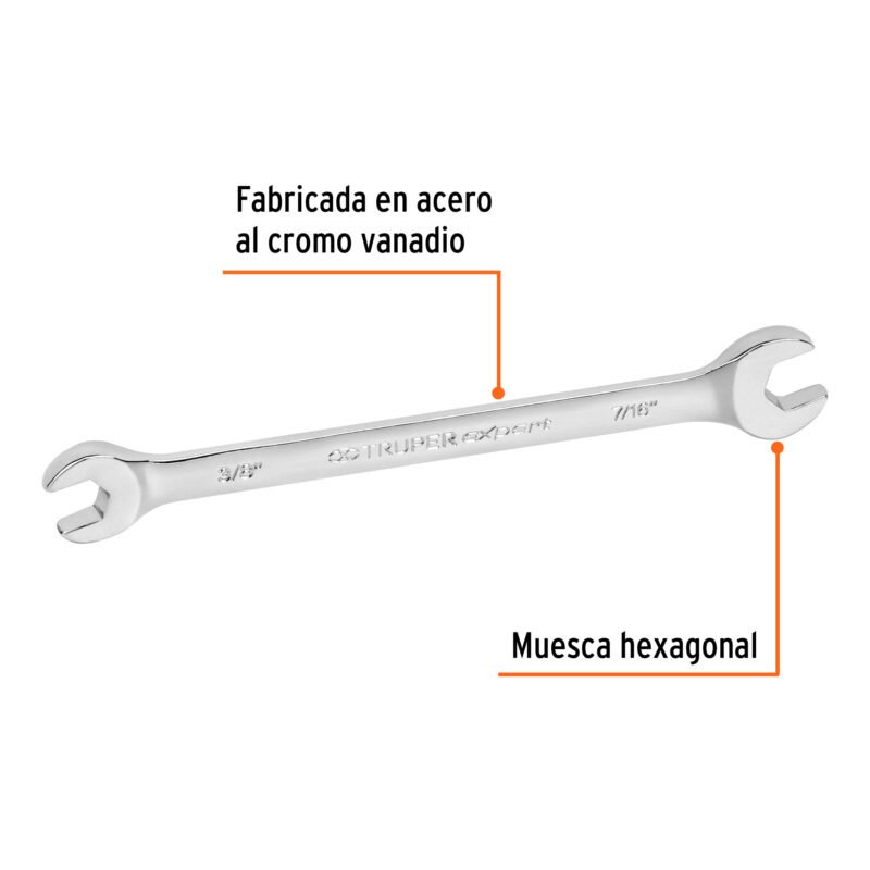 LL-3021FC1.jpg Código: 15684 Llave española, 3/8 x 7/16' x 162 mm de largo, Truper Expert LL-3021