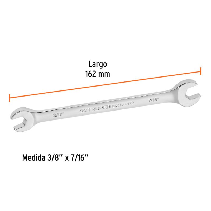 LL-3021FC2.jpg Código: 15684 Llave española, 3/8 x 7/16' x 162 mm de largo, Truper Expert LL-3021