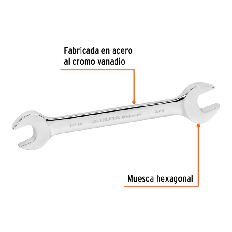 LL-3035FC1.jpg Código: 15696 Llave española, 11/16 x 3/4' x 220 mm de largo, Expert LL-3035