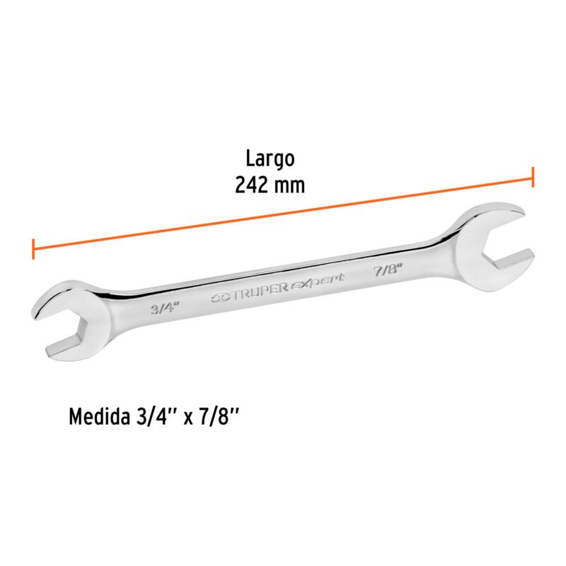 LL-3039FC2.jpg Código: 15699 Llave española, 3/4 x 7/8' x 242 mm de largo, Truper Expert LL-3039