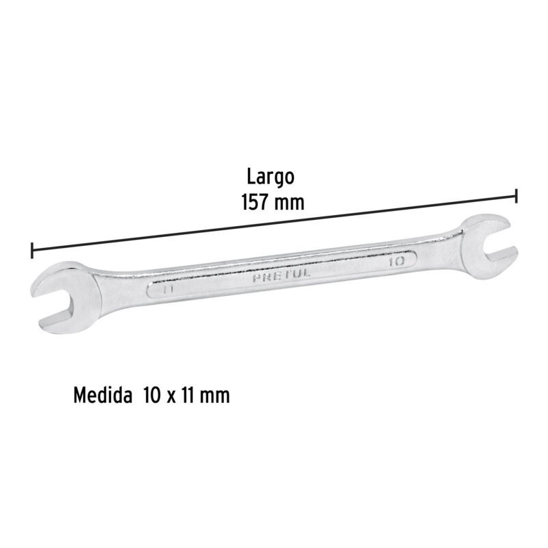 Código: 21972 Llave española 10 x 11 mm x 157 mm de largo, PRETUL LL-31011MP