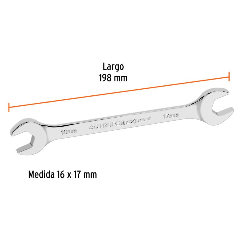 Código: 15714 Llave española 16 x 17 x 198 mm de largo, Truper Expert LL-31617