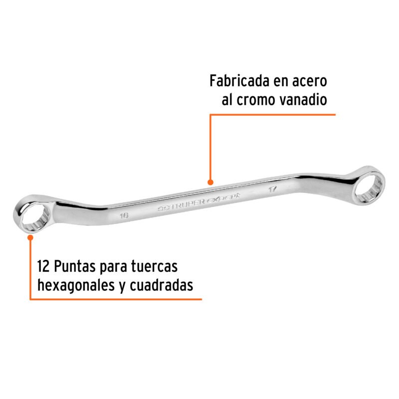 Código: 15763 Llave de estrías 16 x 17 x 236 mm largo, Truper Expert LL-81617