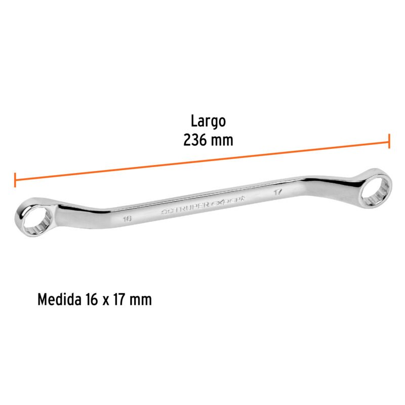 Código: 15763 Llave de estrías 16 x 17 x 236 mm largo, Truper Expert LL-81617