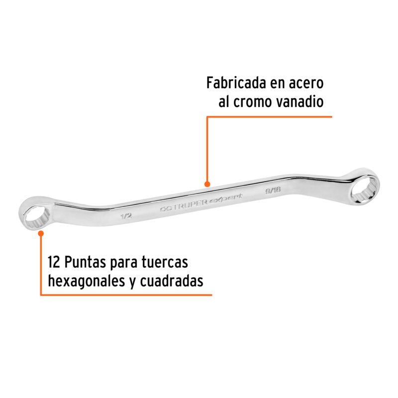Código: 15751 Llave de estrías 1/2 x 9/16' x 205 mm largo, Truper Expert LL-8181