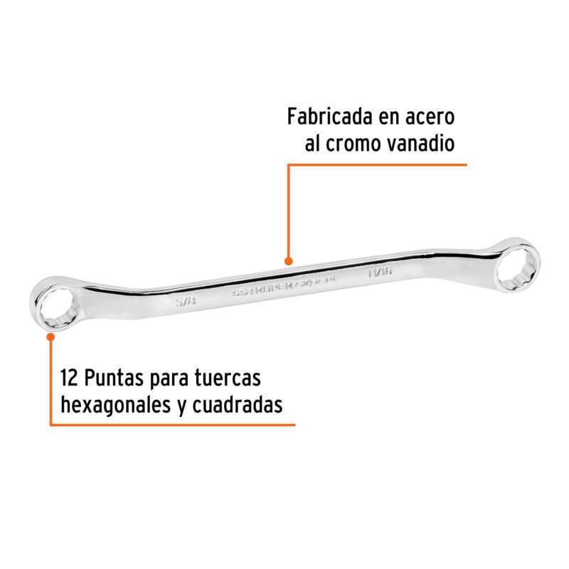 Código: 15752 Llave de estrías 5/8 x 11/16' x 236 mm largo, Truper Expert LL-8182
