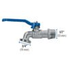 Código: 45968 Llave de esfera de latón 1/2', 115 g, s/adaptador, Foset LLE-115LS