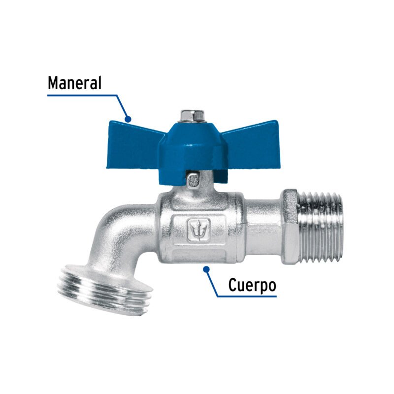 Código: 45967 Llave esfera de latón 1/2', maneral corto, 130g, s/adaptador LLE-130LS