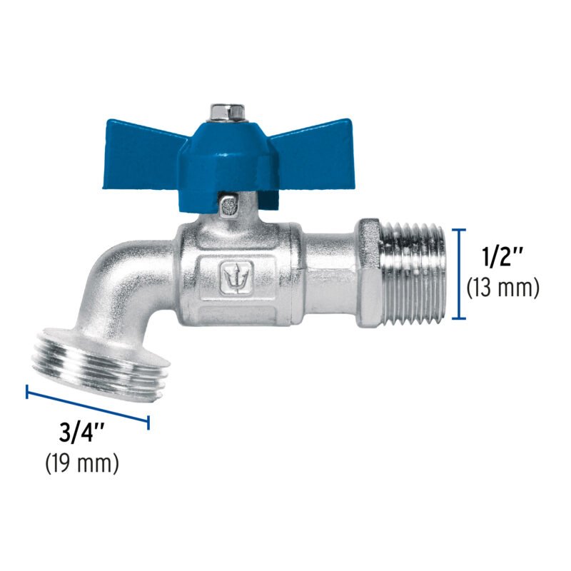 Código: 45967 Llave esfera de latón 1/2', maneral corto, 130g, s/adaptador LLE-130LS