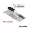 Código: 102777 Llana 11' dentado triangular, 6 remaches, mgo comfort grip LLG-6D