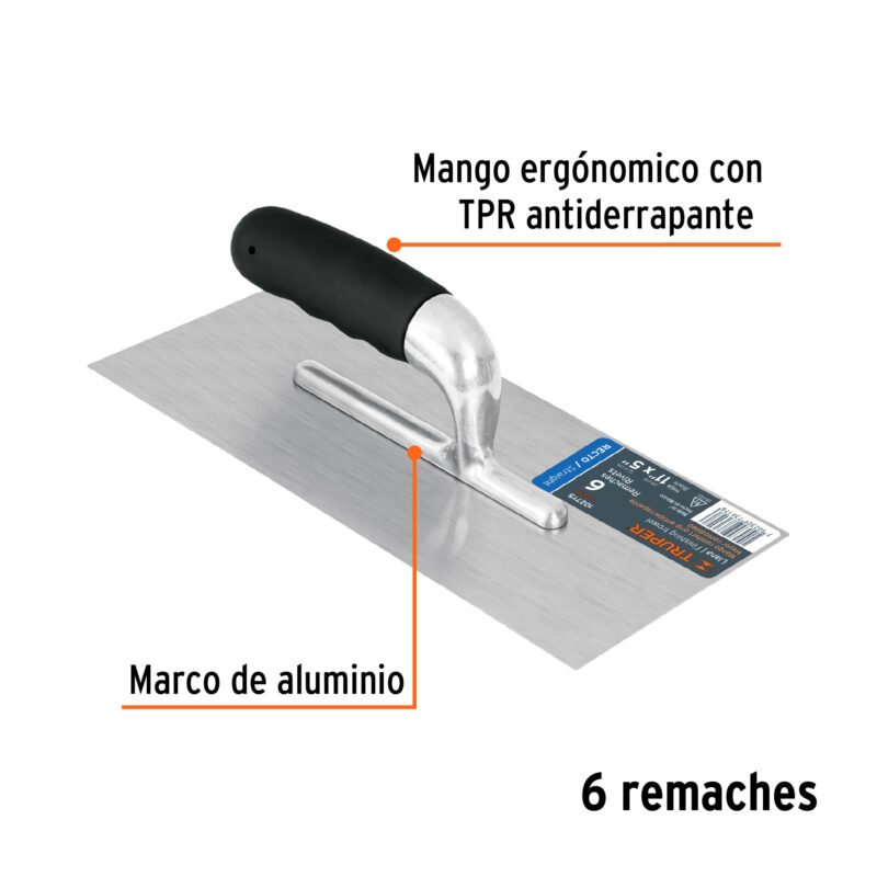 LLG-6LFC1.jpg Código: 102775 Llana 11' canto recto, 6 remaches, mgo comfort grip, Truper LLG-6L