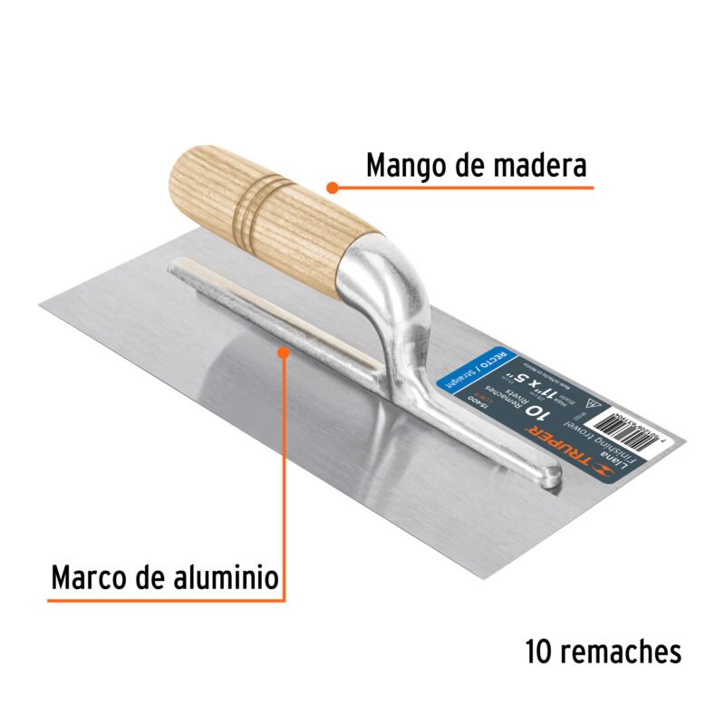 LLM-11FC1.jpg Código: 15400 Llana 11' canto recto, 10 remaches, mgo madera, Truper LLM-11