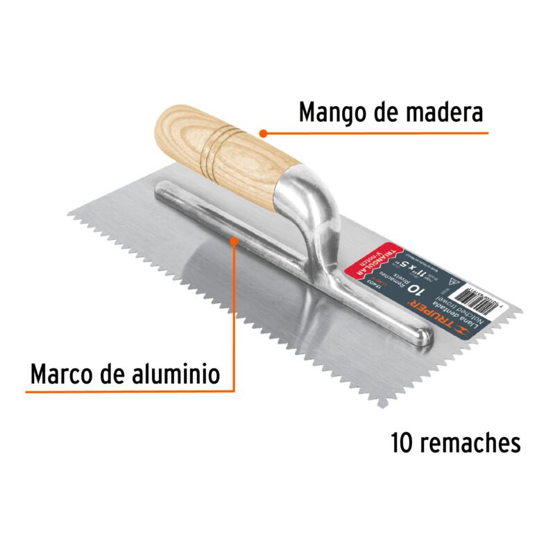 LLMD-11FC1.jpg Código: 15403 Llana 11' dentado triangular, 10 remaches, mgo madera,Truper LLMD-11