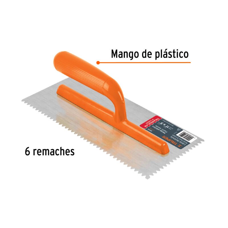 LLP-6DFC1.jpg Código: 15415 Llana 11' dentado triangular, 6 remaches, mgo plástico LLP-6D