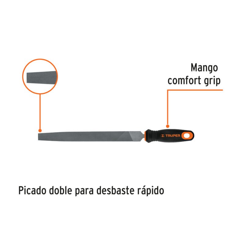 LPM-10TFC1.jpg Código: 11241 Lima plana muza 10' con mango doble inyección, TRUPER LPM-10T