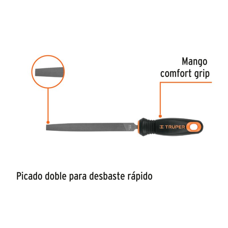 LPM-6TFC1.jpg Código: 11238 Lima plana muza 6' con mango doble inyección, TRUPER LPM-6T