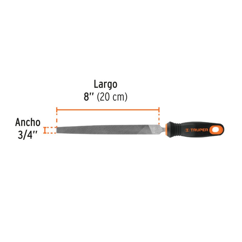 LPM-8TFC2.jpg Código: 11240 Lima plana muza 8' con mango doble inyección, TRUPER LPM-8T