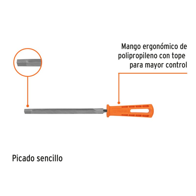 Código: 10921 Lima triángular 7' para machete, 36 dpp, con mango, TRUPER LTR-7M