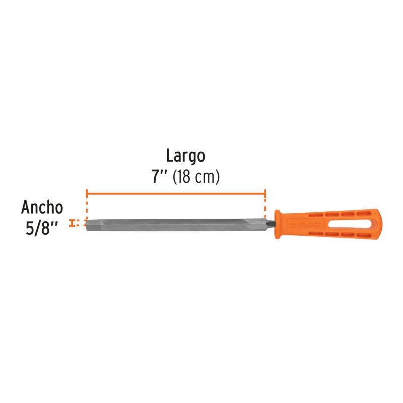 Código: 10921 Lima triángular 7' para machete, 36 dpp, con mango, TRUPER LTR-7M