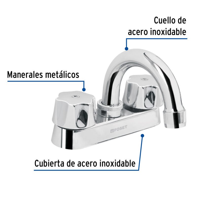 M-050-CFC1.jpg Código: 49589 Mezcladora 4' para lavabo, cuello curvo, cartucho compresión M-050-C