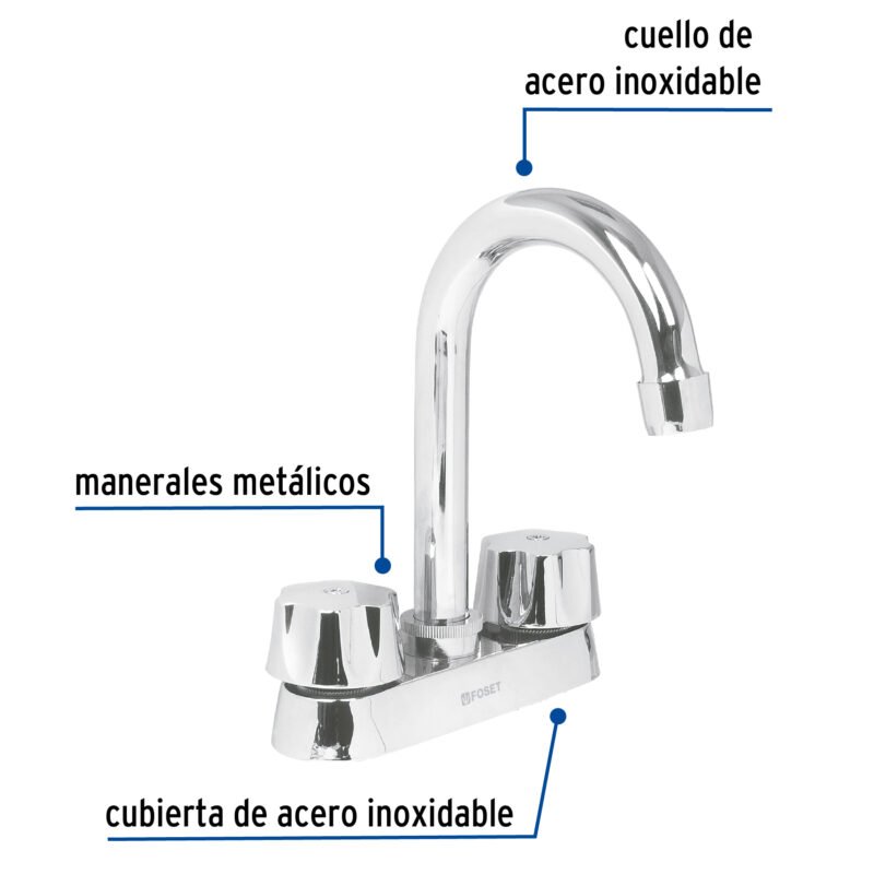 Código: 47689 Mezcladora 4' para lavabo, cuello bar, cartucho compresión M-060-C