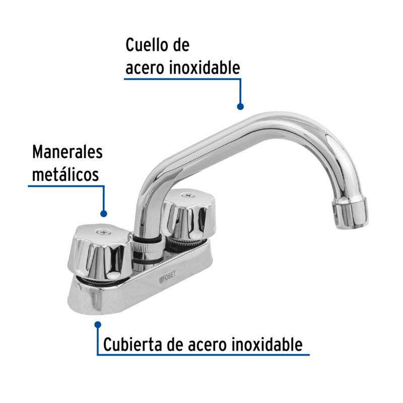 Código: 47684 Mezcladora 4' para lavabo, tubular, cartucho compresión M-070-C