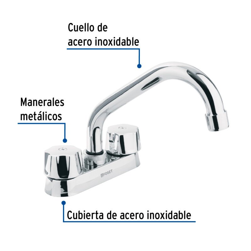 Código: 47683 Mezcladora 4' para lavabo, tubular, cartucho cerámico M-070