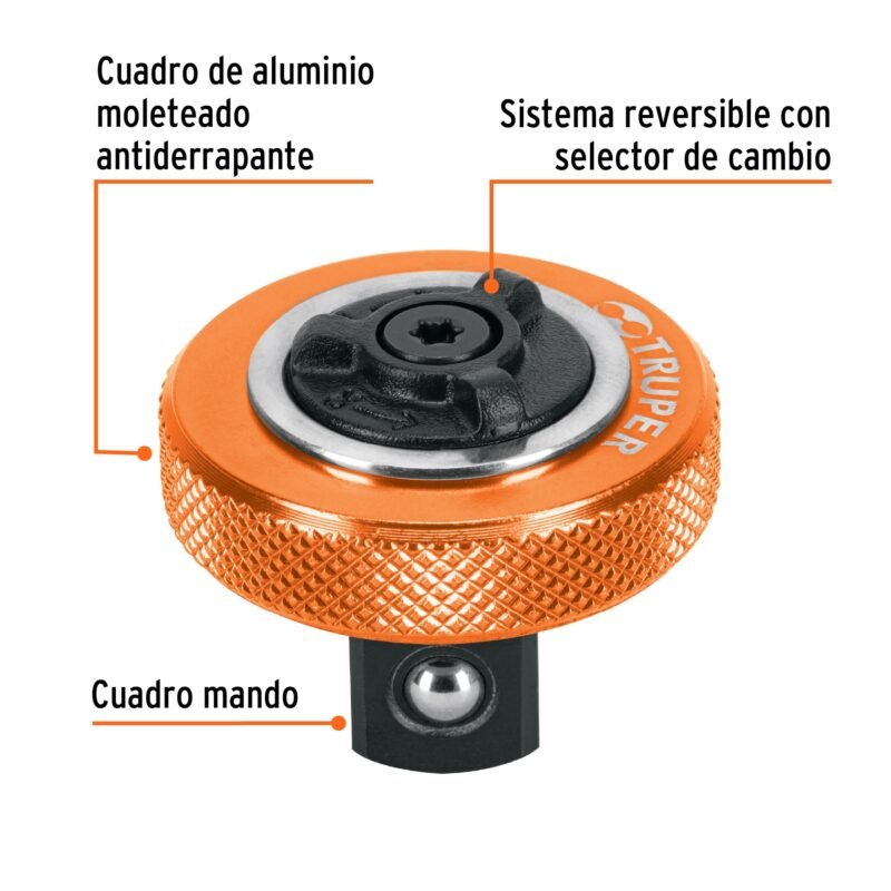 M-1249-PFC1.jpg Código: 13653 Matraca cuadro 1/2' tipo perilla, Truper M-1249-P