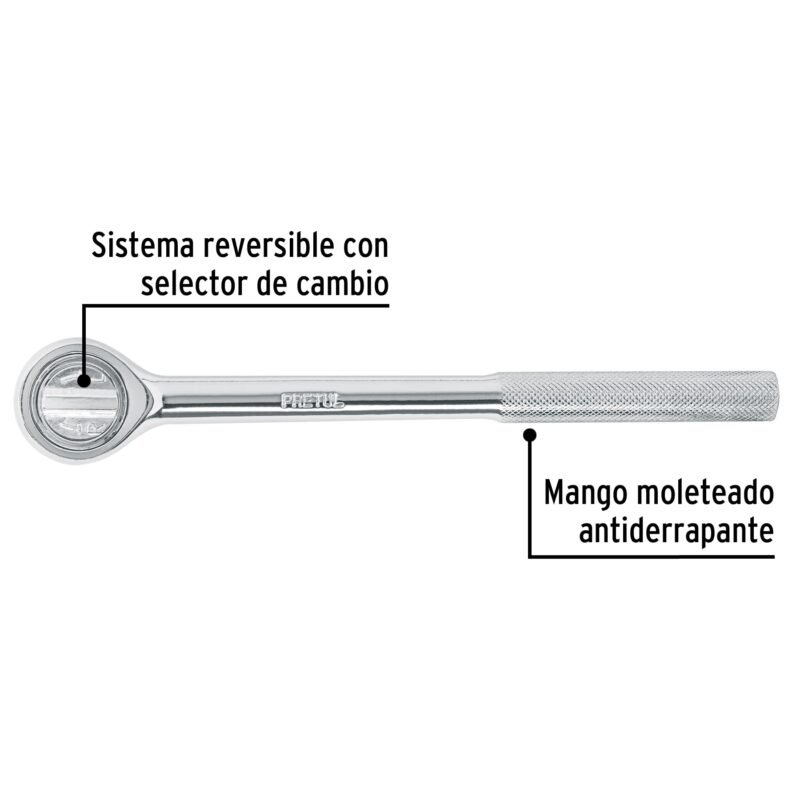 M-1252PFC1.jpg Código: 21150 Matraca cuadro 1/2' cabeza redonda, Pretul M-1252P