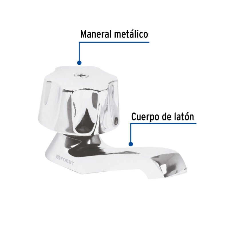 Código: 49229 Llave individual para lavabo, maneral metálico, Foset Basic M-142