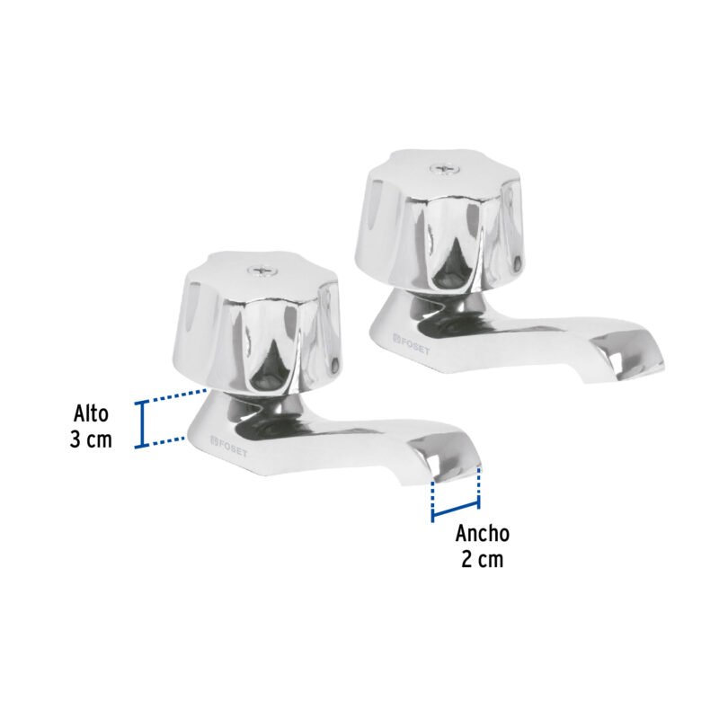 Código: 49234 Juego 2 llaves individuales para lavabo, manerales metálicos M-242
