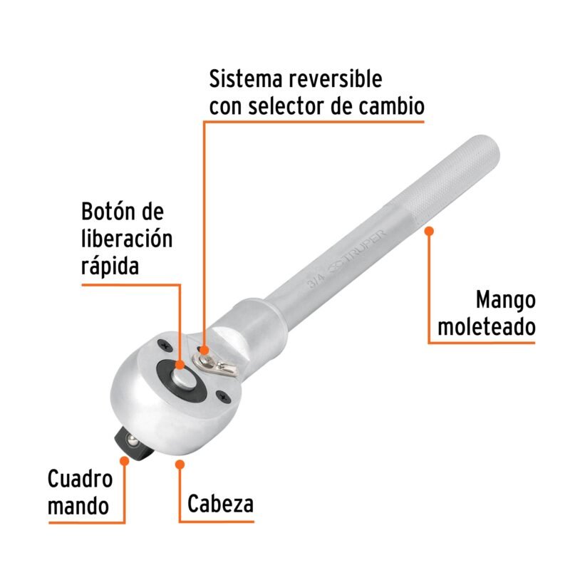 M-3449FC1.jpg Código: 13900 Matraca 3/4' cabeza pera sist. reversible liberación rápida M-3449