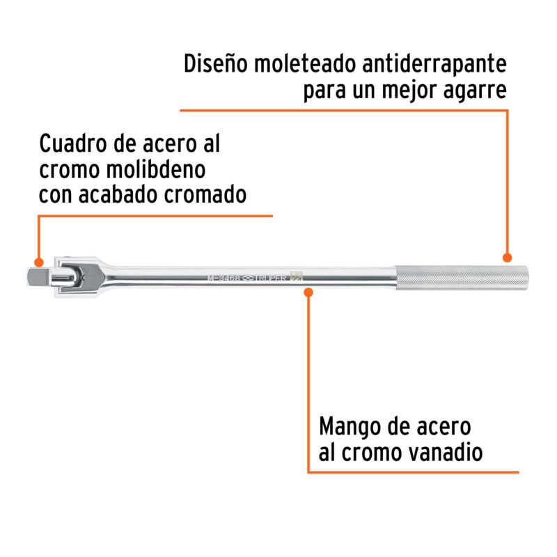 M-3468FC1.jpg Código: 13908 Mango articulado con cuadro de 3/4', largo 20', Truper M-3468