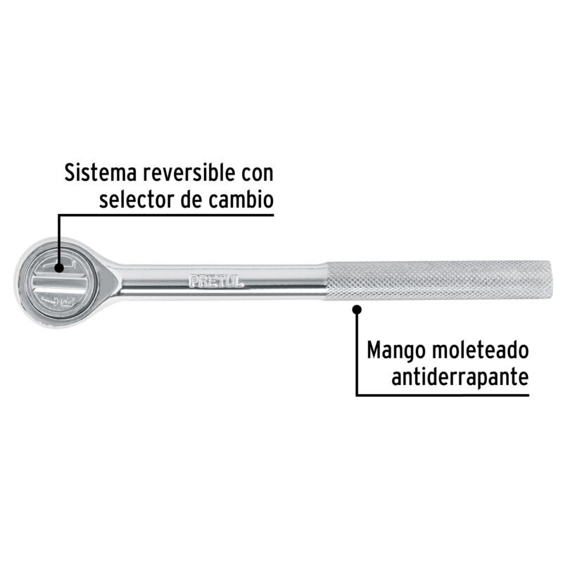 M-3852PFC1.jpg Código: 21160 Matraca cuadro 3/8' cabeza redonda, Pretul M-3852P