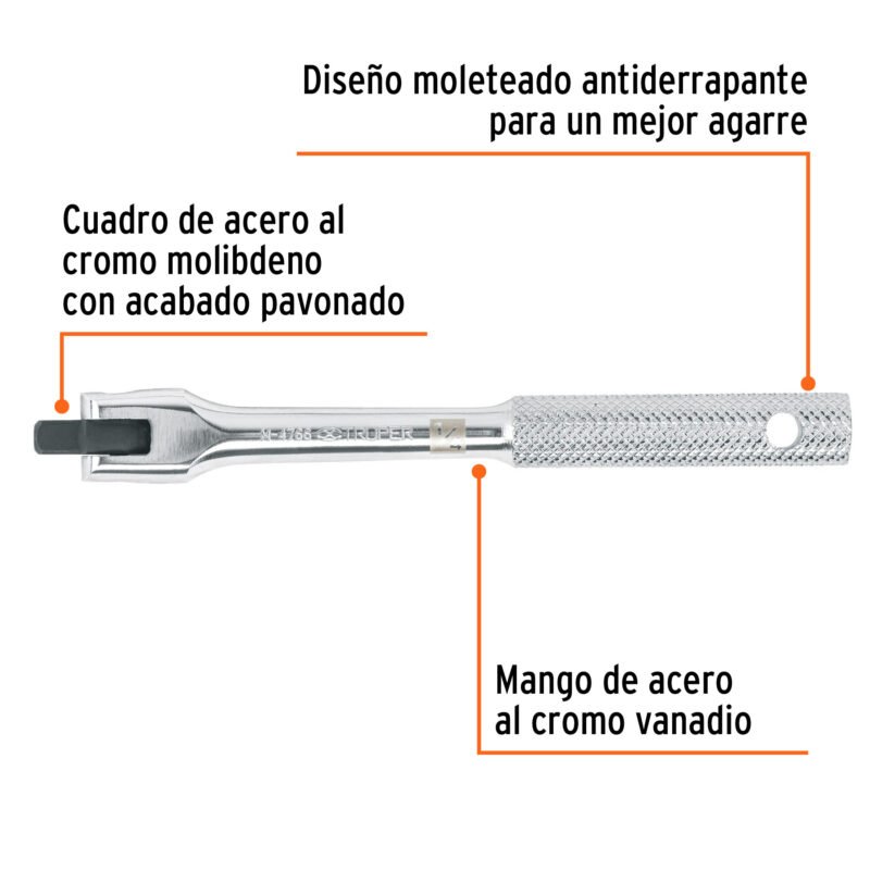 M-4766FC1.jpg Código: 13909 Mango articulado de 5-3/4'x 13 mm para dados cuadro 1/4' M-4766