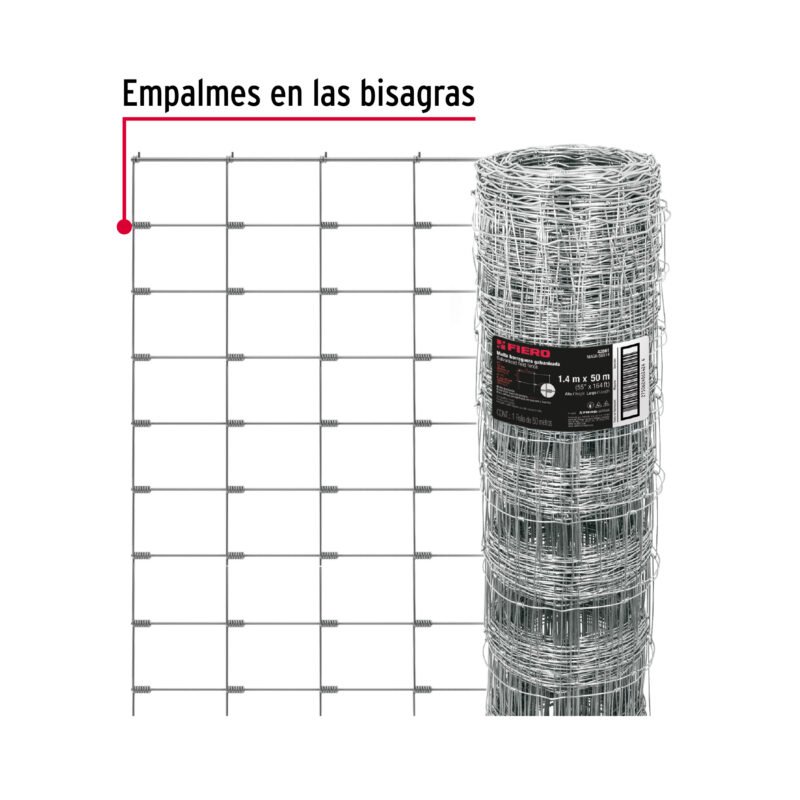 Código: 42861 Rollo malla borreguera, 1.4m x 50m acero galvanizado, 28kg MAGA-50X14