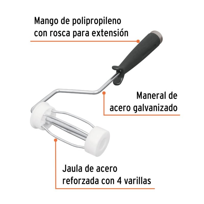 MAJA-4FC1.jpg Código: 10743 Maneral de 4' con jaula para rodillo, TRUPER MAJA-4