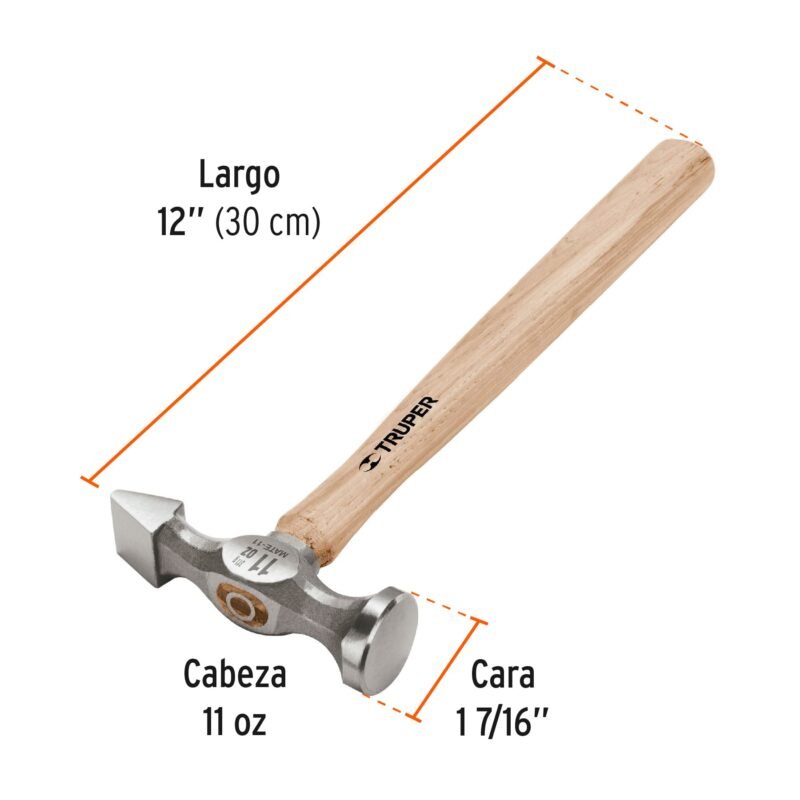 Código: 16870 Martillo desabollador 11 oz tipo cincel, mango 12', Truper MATE-11