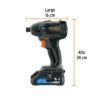 Código: 101402 Destornillador de impacto, 20V, 2 baterías 2Ah, MAX MAX-20D