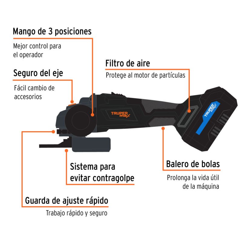 MAX-20EFC1.jpg Código: 102449 Esmeriladora 4-1/2', 20V, 1 batería 4Ah, MAX MAX-20E