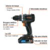 Código: 101452 Taladro 1/2', 20V, 2 baterías 2Ah, MAX MAX-20T
