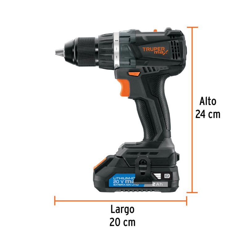 MAX-20TFC2.jpg Código: 101452 Taladro 1/2', 20V, 2 baterías 2Ah, MAX MAX-20T