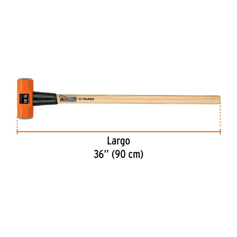 MD-12MFC2.jpg Código: 16513 Marro octagonal 12 lb, mango de madera 36', Truper MD-12M