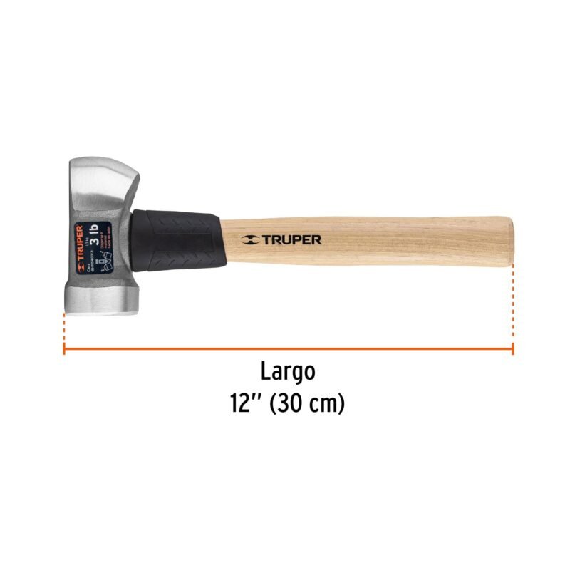 MD-3HXFC2.jpg Código: 11255 Marro demoledor 3 lb, mango 12', Truper MD-3HX